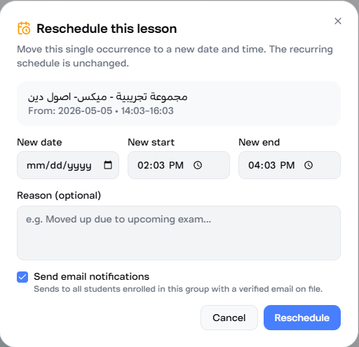 Schedule — week view